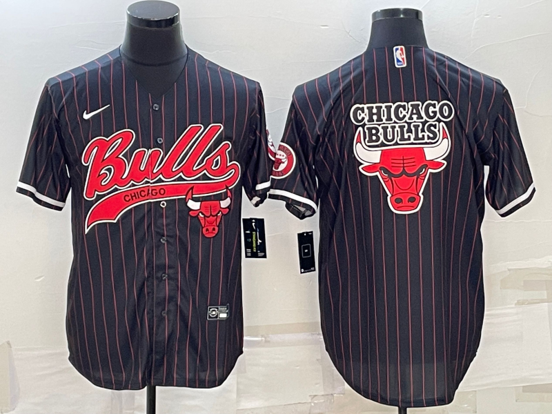 Men Chicago Bulls blank Black Stripe Game Nike 2023 NBA Jersey-0